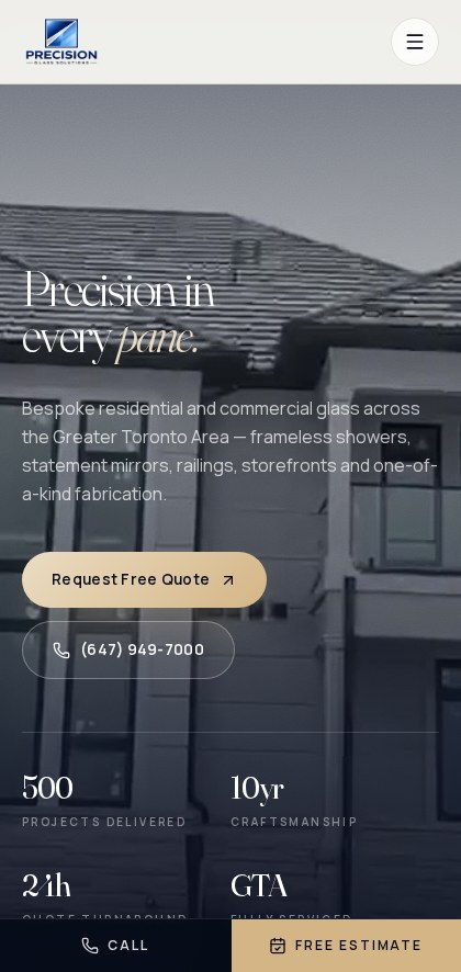 Precision Glass Solutions on a phone